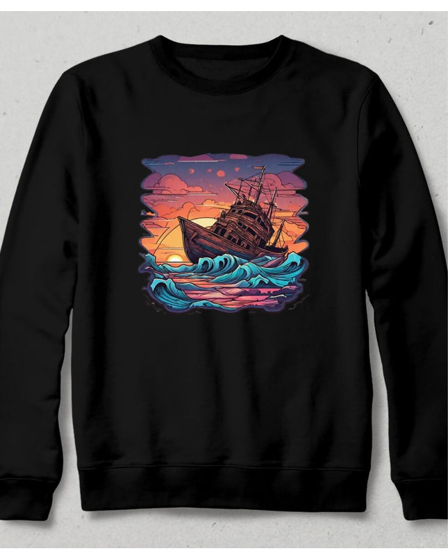 Gün Batımında Tekne Unisex Sweatshirt