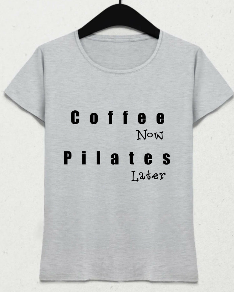 Şimdi Kahve Sonra Pilates Gri Tişört