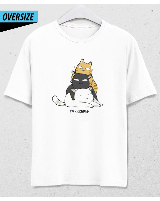 Purrramid cats oversize tişört