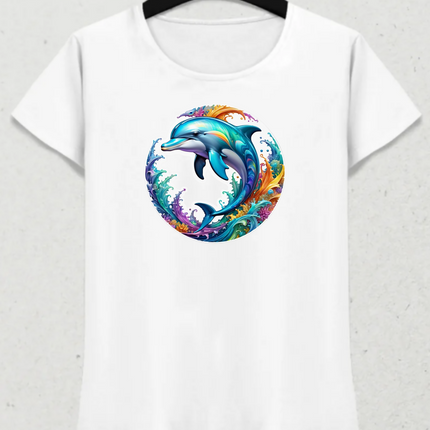 Renkli Yunus Kadın Tişört