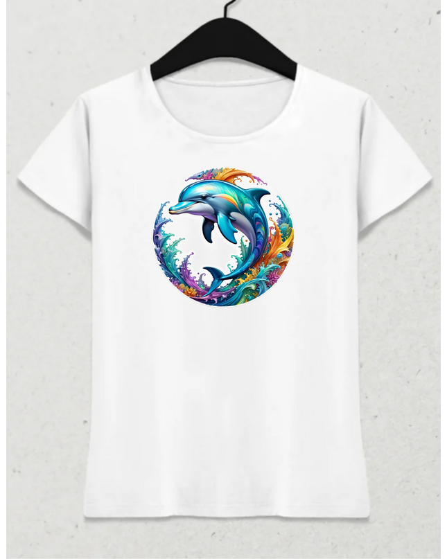 Renkli Yunus Kadın Tişört