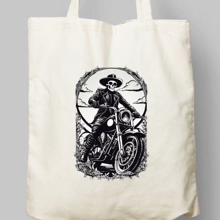 Motosikletli İskelet Bez Çanta