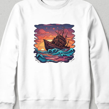 Gün Batımında Tekne Unisex Sweatshirt