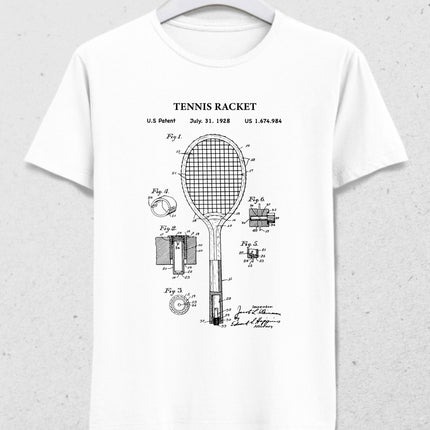 Tennis racket patent t-shirt