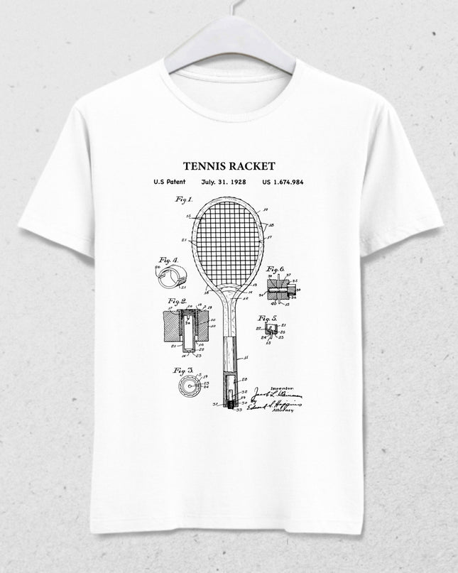 Tennis racket patent t-shirt