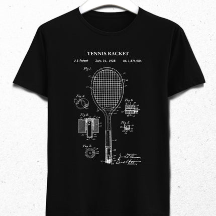 Tennis racket patent t-shirt