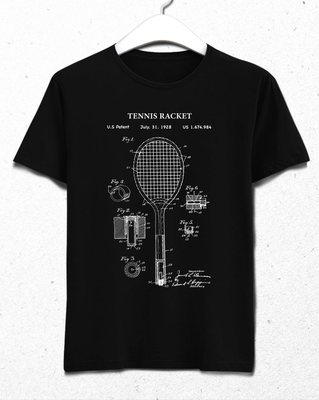 Tennis racket patent t-shirt