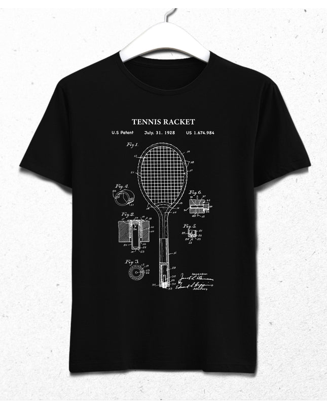 Tennis racket patent t-shirt
