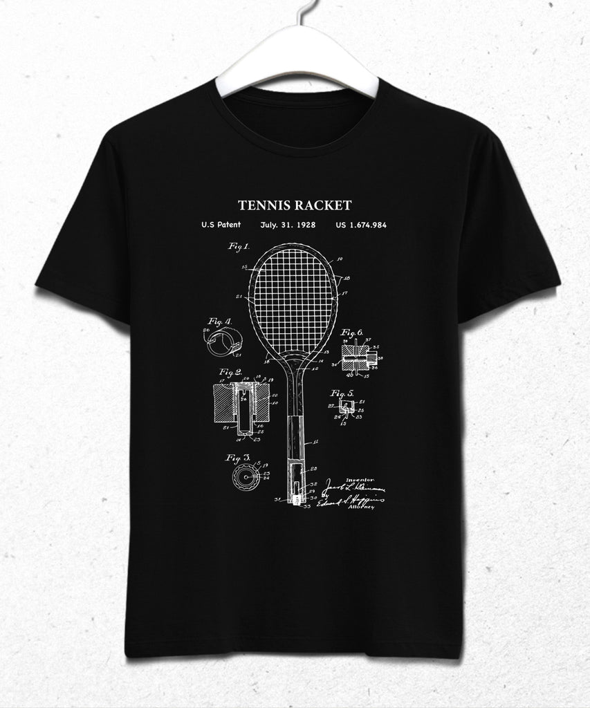 Tennis racket patent t-shirt