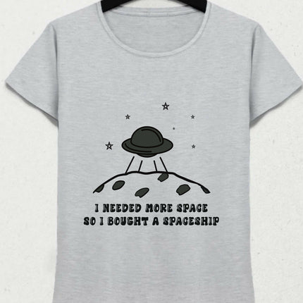 Uzay Gemisi Eğlenceli Gri Tişört