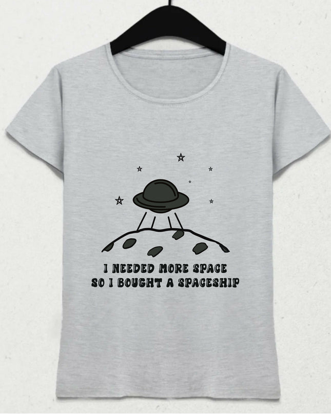 Uzay Gemisi Eğlenceli Gri Tişört