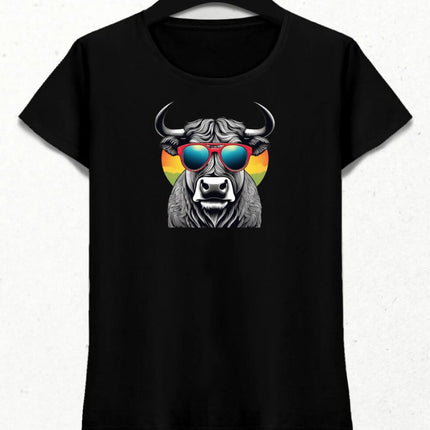 Gözlüklü Boğa Kadın Tişört