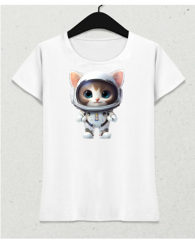 Astronot Kedi - Kozmik Kedi Macerası Tasarımı - Kadın Tişört