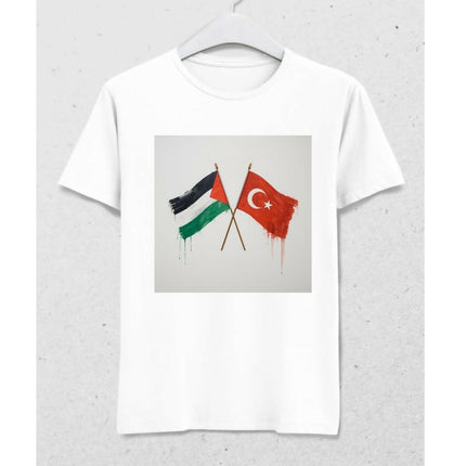 Filistin Türkiye Beyaz Erkek kısa kollu tişört