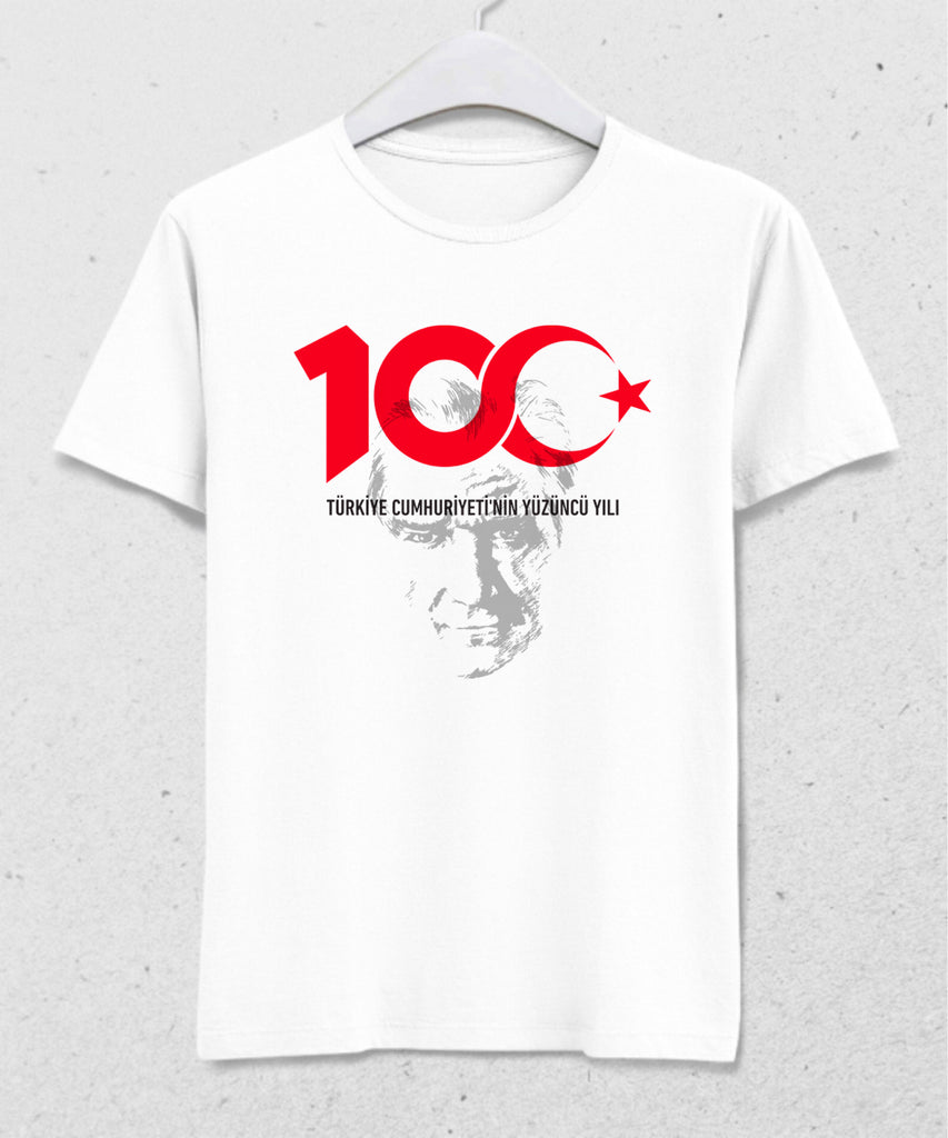 Atatürk ve Cumhuriyet 100.yıl logolu tişört