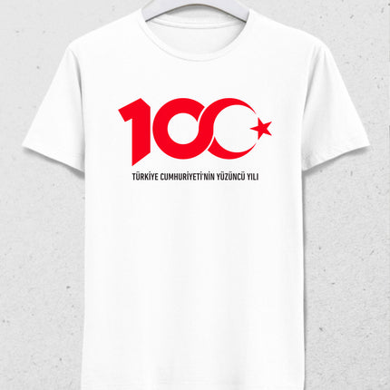 Cumhuriyet 100.yıl logolu tişört - basmatik.com