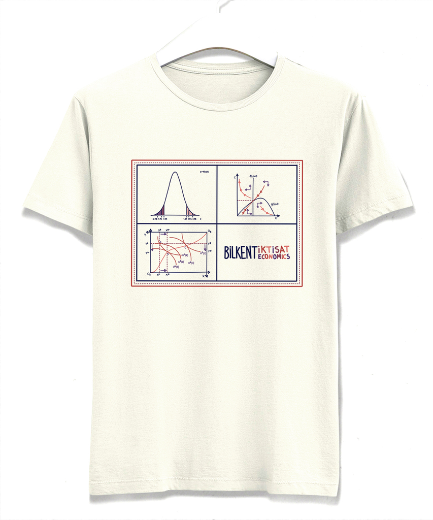 Econ ön ve arka baskılı ekru unisex tişört