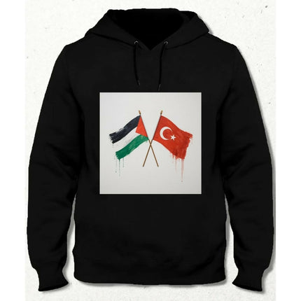 TÜRKİYE FİLİSTİN SİYAH KAPŞONLU UNİSEX SWEATSHIRT