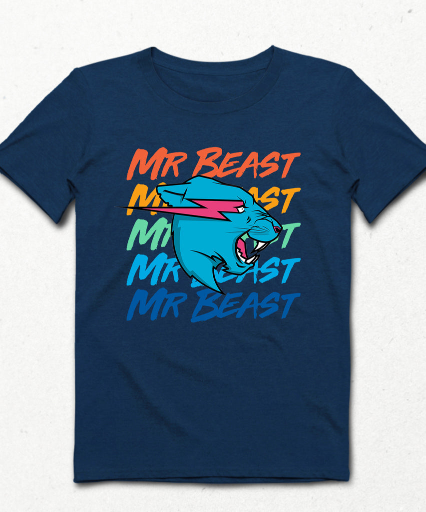 Mr Beast renkli çocuk tişört