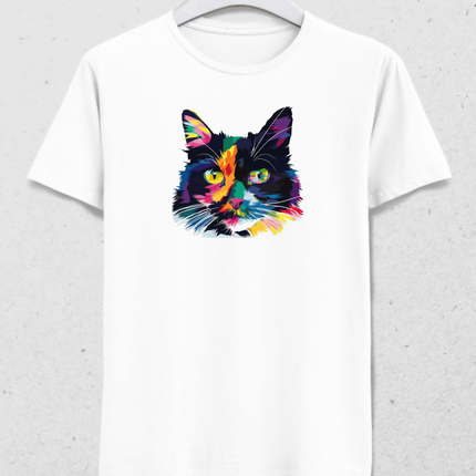 Renkli Kedi Pop Art - Erkek Tişört