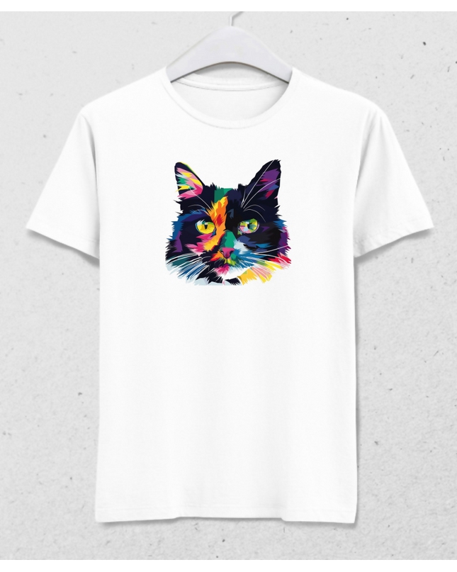 Renkli Kedi Pop Art - Erkek Tişört