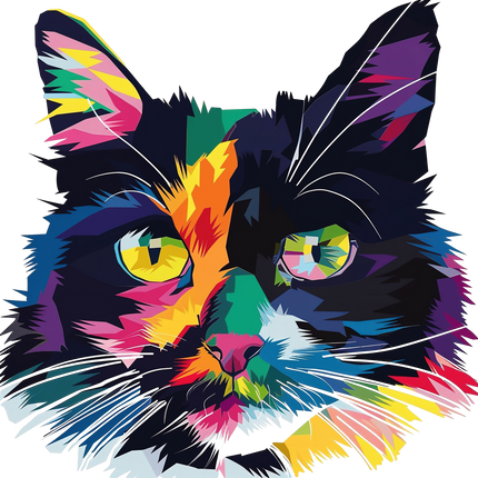 Renkli Kedi Pop Art - Kadın Tişört