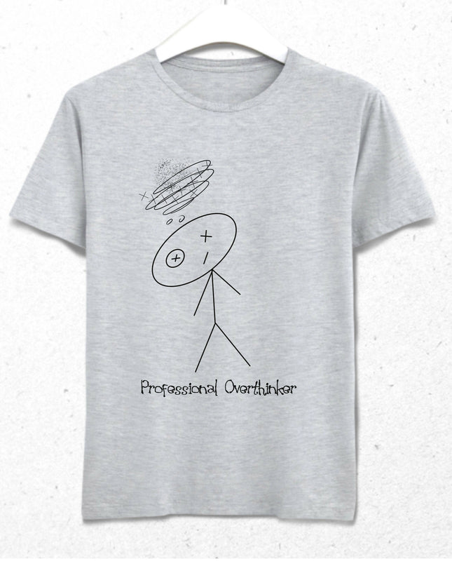 Professional Overthinker Erkek Gri Tişört