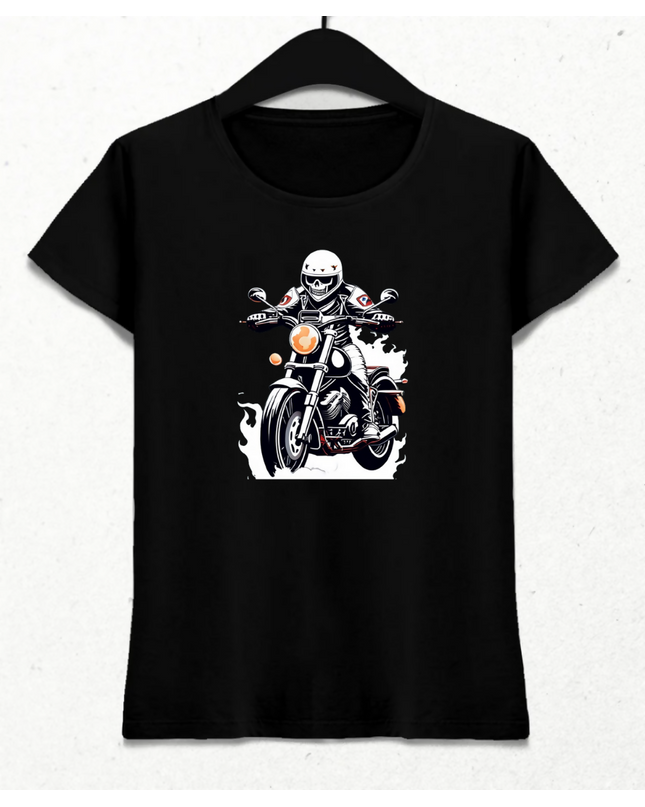 Motosikletli İskelet Kadın Tişört