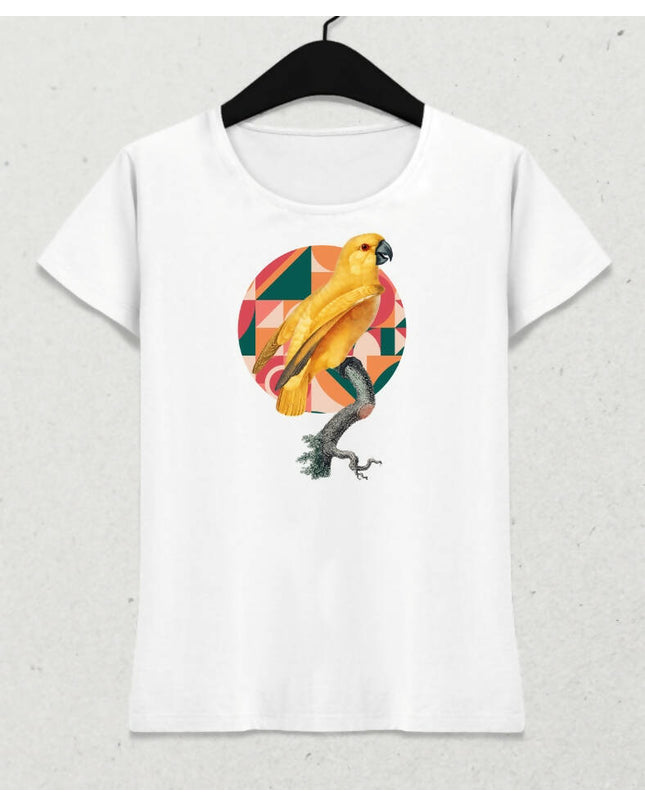 Papağan Kadın Kısa Kol T-shirt 3 - basmatik.com