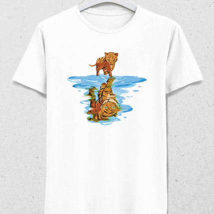 Kedi ve Yansıma Erkek Tişört - basmatik.com