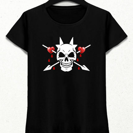 Heart Skull Kadın Tişört - basmatik.com