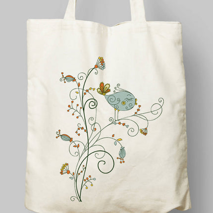 Daldaki Kuş Bez Çanta - basmatik.com