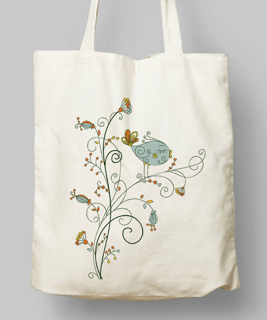 Daldaki Kuş Bez Çanta - basmatik.com