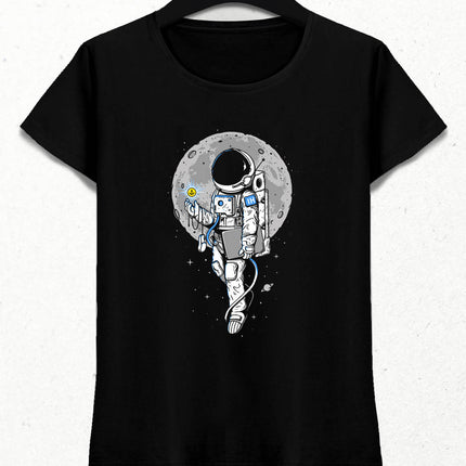 Astronaut Woman Black T-Shirt