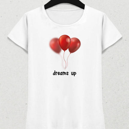 Dreams Up Kadın Beyaz Tişört - basmatik.com