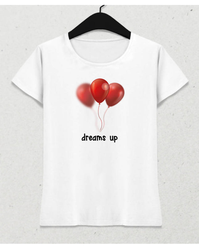 Dreams Up Kadın Beyaz Tişört - basmatik.com