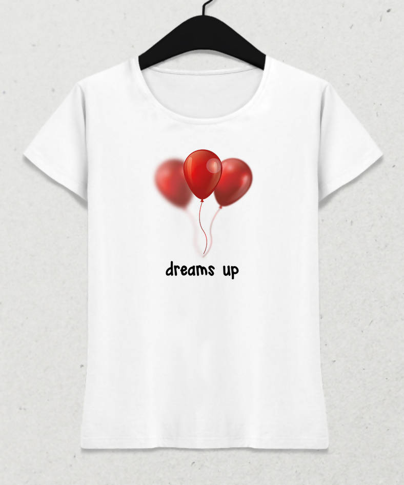 Dreams Up Kadın Beyaz Tişört - basmatik.com