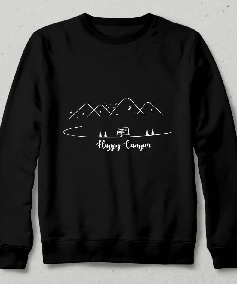 Happy Camper Siyah Sweatshirt