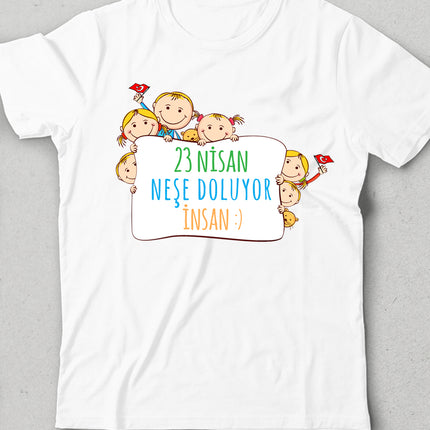 23 nisan neşe doluyor insan çocuk tişört - basmatik.com