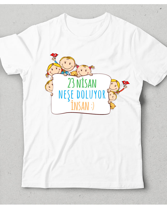 23 nisan neşe doluyor insan çocuk tişört - basmatik.com