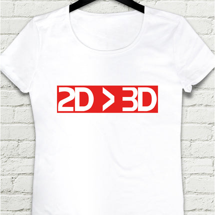 2D-3D Beyaz Kadın T-Shirt - basmatik.com