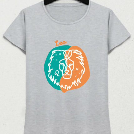 Aslan Burcu - Leo Minimalist Renkli Tasarım Kadın T-Shirt
