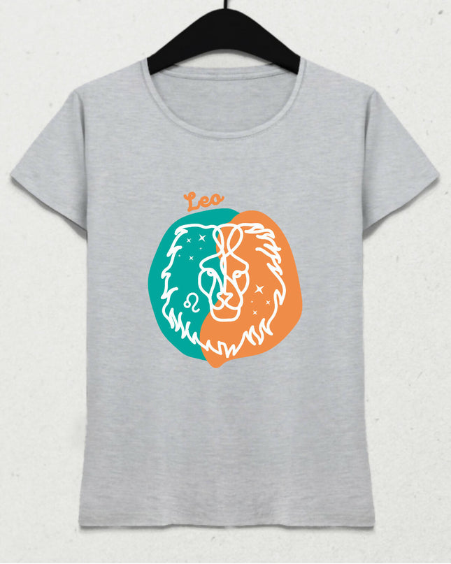 Aslan Burcu - Leo Minimalist Renkli Tasarım Kadın T-Shirt