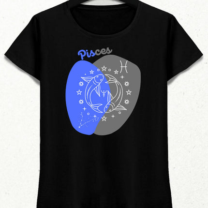 Balık Burcu - Pisces Minimalist Renkli Tasarım Kadın T-Shirt