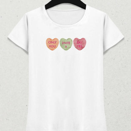 Valentine's I, Kalpli Slogan Kadın Tişört