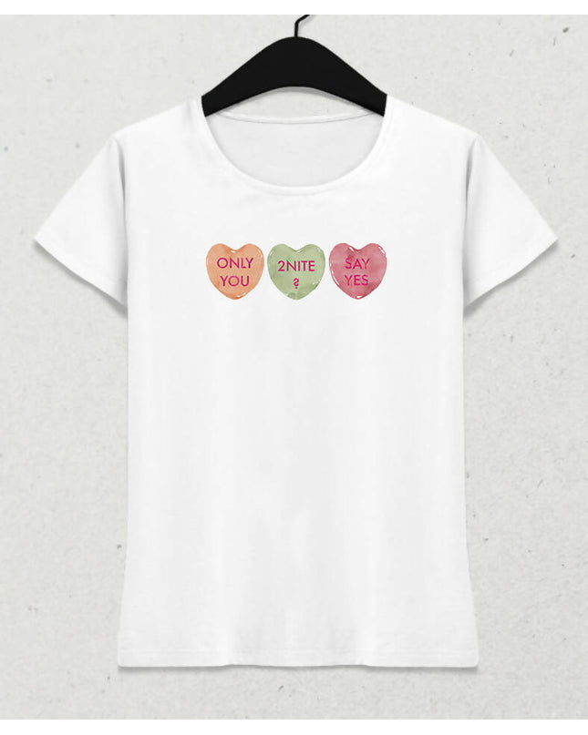 Valentine's I, Kalpli Slogan Kadın Tişört