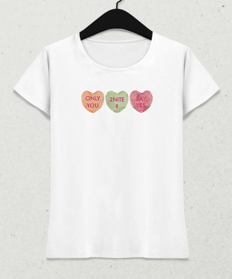Valentine's I, Kalpli Slogan Kadın Tişört