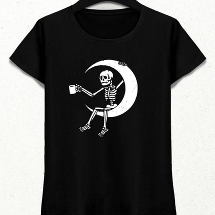 Skeleton Coffee Cup Kadın Tişört