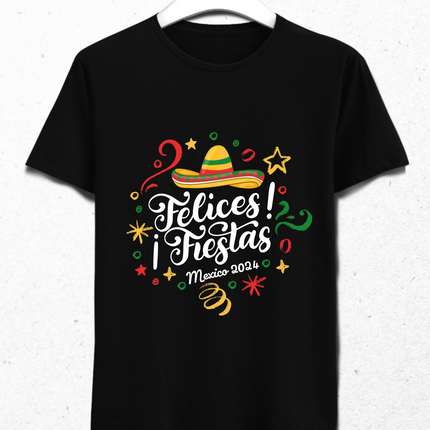 Felices Fiestas Mexico Black T-Shirt