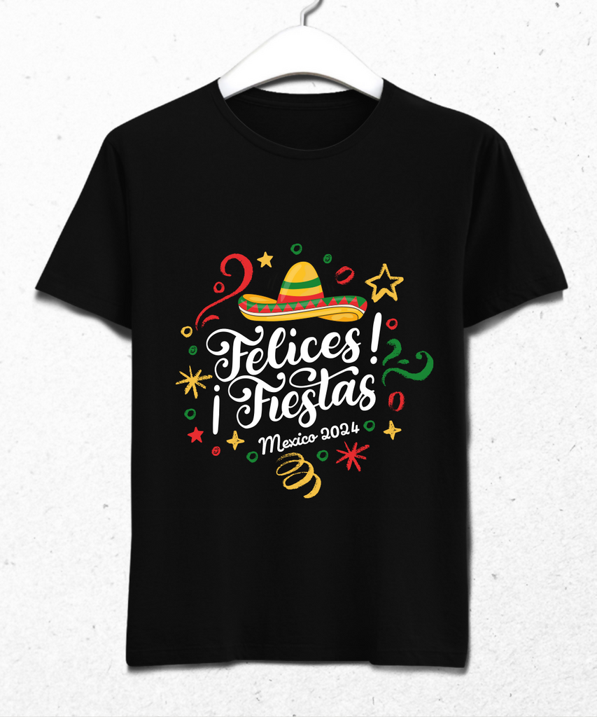 Felices Fiestas Mexico Black T-Shirt